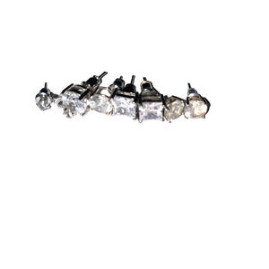 4 pairs earrings various sizes CZ diamond silver excellent condition